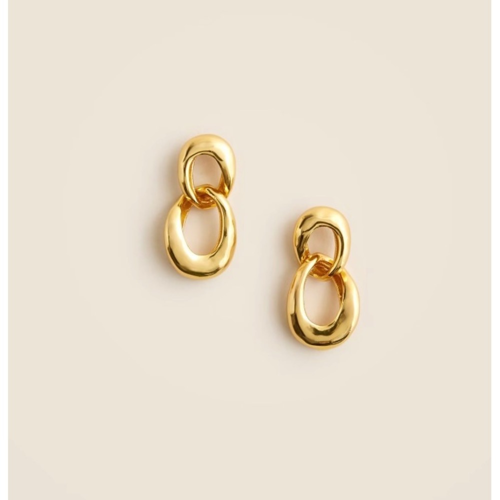 J.Crew Gold Chainlink Drop Earrings CM407 Hypoallergenic Post‎ Chunky Bold New